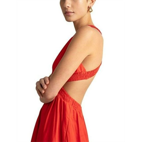 NEW Camilla and Marc Pollina Midi Dress Women Size 14 Open Cross Back Cutout Red - Picture 2 of 8